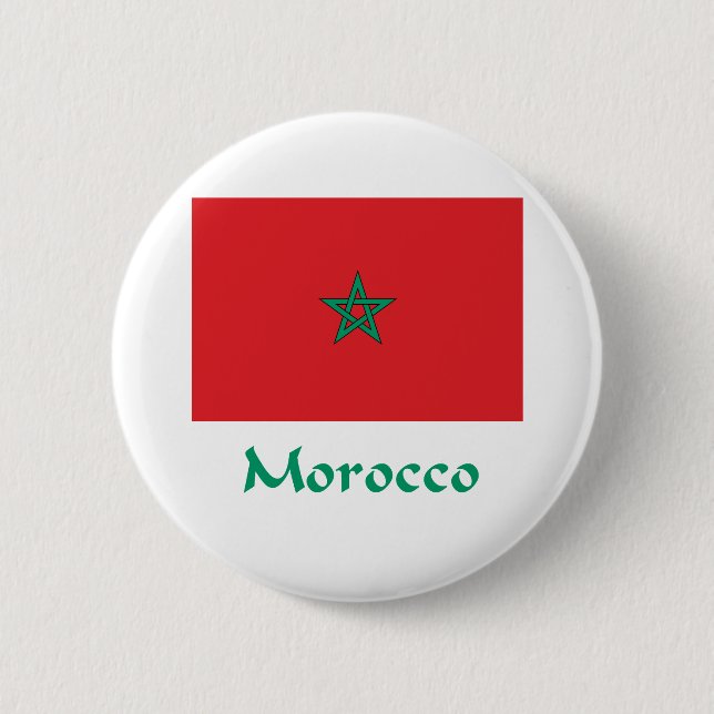 Bóton Redondo 5.08cm Bandeira de Marrocos (Frente)