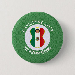 Bóton Redondo 5.08cm Bandeira de Natal do Anjo Mexicano Personalizada 