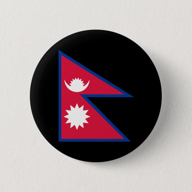Bóton Redondo 5.08cm Bandeira de Nepal (Frente)
