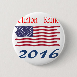 Bóton Redondo 5.08cm Bandeira de ondulação de Clinton Kaine
