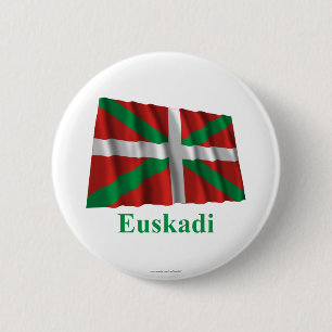 Bóton Redondo 5.08cm Bandeira de ondulação de Euskadi (País Vasco) c