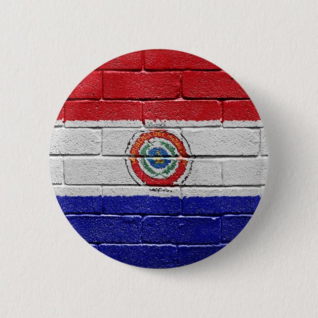 Bóton Redondo 5.08cm Bandeira de Paraguai (Frente)