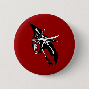 Bóton Redondo 5.08cm Bandeira de Piratas Vintage, Caveira e Ossos Cruza
