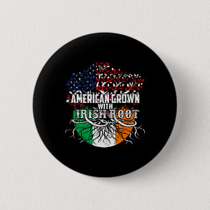 Bóton Redondo 5.08cm Bandeira de Raiz Irlandesa Cultivada Americana Irl