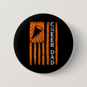 Bóton Redondo 5.08cm Bandeira de Torcida Laranja Cheer Dad _1