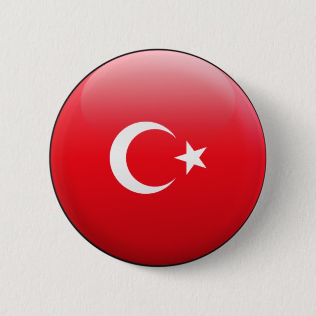Bóton Redondo 5.08cm Bandeira de Turquia (Frente)