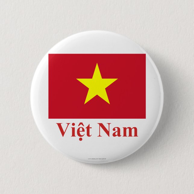 Bóton Redondo 5.08cm Bandeira de Vietnam com nome no vietnamita (Frente)
