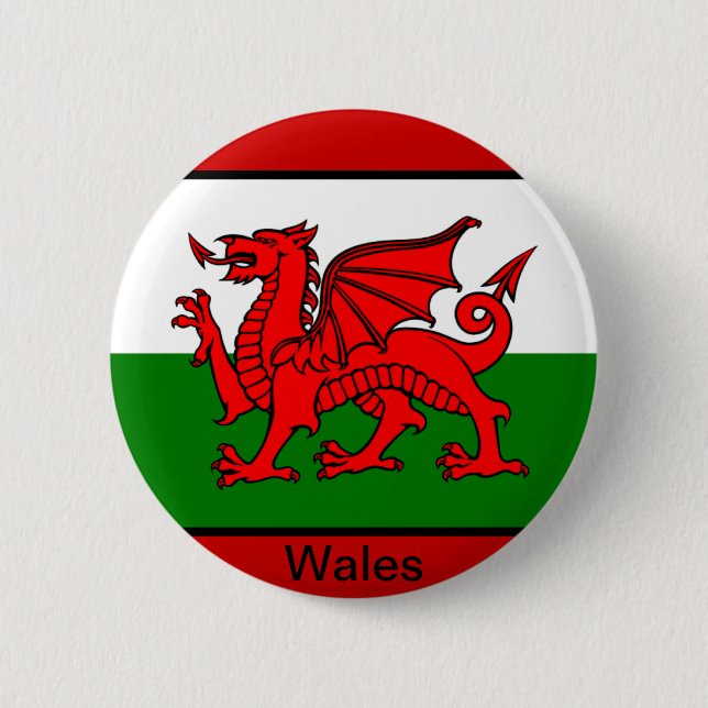 Bóton Redondo 5.08cm Bandeira de Wales (Frente)
