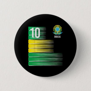 Bóton Redondo 5.08cm Bandeira do Brasil Número 10 Brasil Futebol Homens