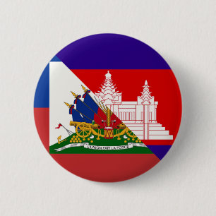 Bóton Redondo 5.08cm Bandeira do Camboja no Haiti   Bandeira do Haiti H