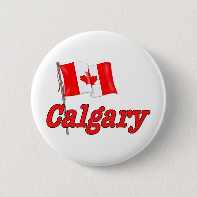 Bóton Redondo 5.08cm Bandeira do Canadá - Calgary (Frente)