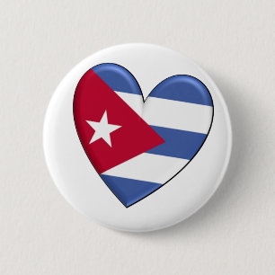 Bóton Redondo 5.08cm Bandeira do coração de Cuba