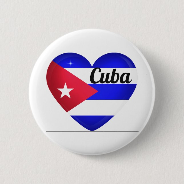 Bóton Redondo 5.08cm Bandeira do Coração de Cuba (Frente)