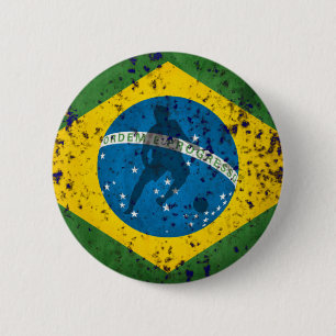 Bóton Redondo 5.08cm Bandeira do Grunge de Brasil para brasileiros no