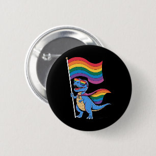 Bóton Redondo 5.08cm Bandeira do Orgulho LGBT Arco-íris Dinossauro Gay
