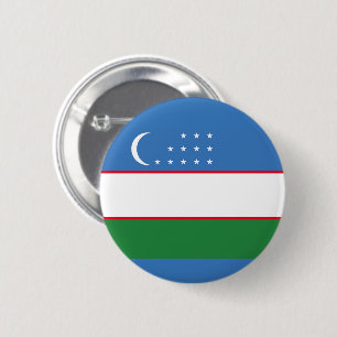 Bóton Redondo 5.08cm Bandeira do Uzbequistão