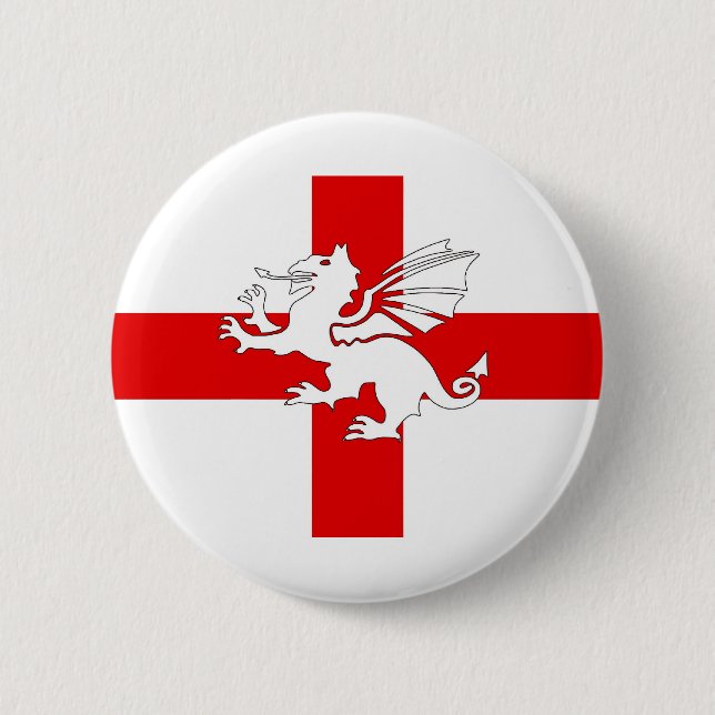 Bóton Redondo 5.08cm Bandeira e dragão de Inglaterra (Frente)