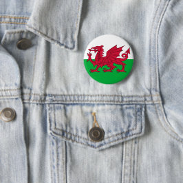 Bóton Redondo 5.08cm Bandeira Galesa (País de Gales) (Dragão Galês)