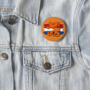 Bóton Redondo 5.08cm Bandeira Holandesa Equipe Holanda Leão Laranja