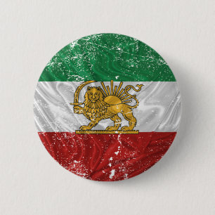 Bóton Redondo 5.08cm Bandeira Iraniana Grunge com Leão