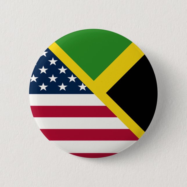 Bóton Redondo 5.08cm Bandeira jamaicana americana | Jamaica Estados Uni (Frente)