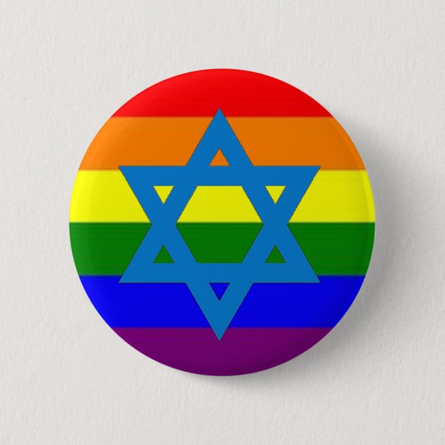 Bóton Redondo 5.08cm Bandeira judaica do orgulho gay (Frente)