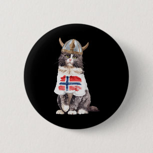Bóton Redondo 5.08cm Bandeira Norueguesa de Gato da Noruega