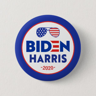 Bóton Redondo 5.08cm Bandeira Óculos de sol Eleito Joe Biden Kamala Ha