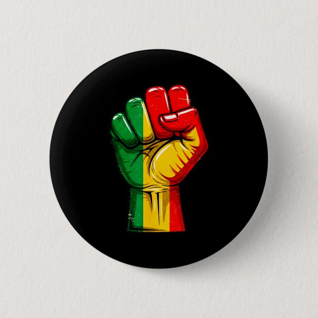 Bóton Redondo 5.08cm Bandeira Pan-Africana do Punho do Poder Negro Ergu (Frente)