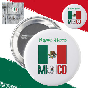 Bóton Redondo 5.08cm Bandeira Personalizada do México