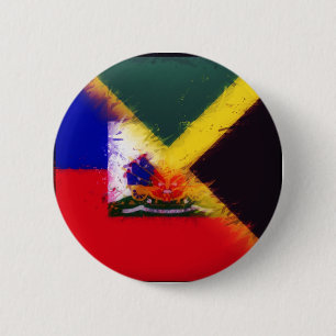 Bóton Redondo 5.08cm Bandeira pintada jamaicana haitiana Haiti Jamaic