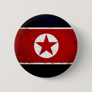 Bóton Redondo 5.08cm Bandeira preta 2 da Coreia do Norte do Grunge