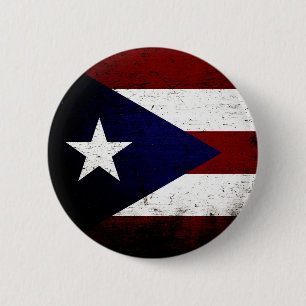 Bóton Redondo 5.08cm Bandeira preta de Puerto Rico do Grunge
