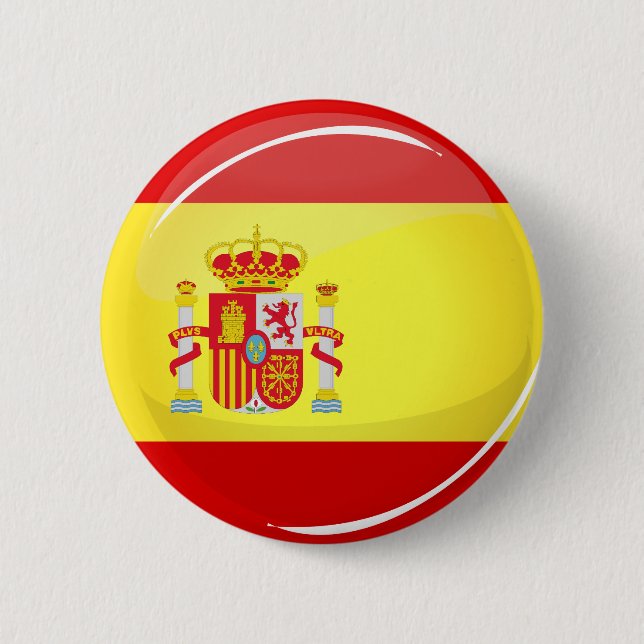 Bóton Redondo 5.08cm Bandeira redonda lustrosa da espanha (Frente)