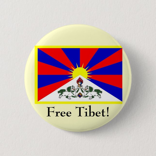 Bóton Redondo 5.08cm Bandeira tibetana - Tibet livre! (Frente)