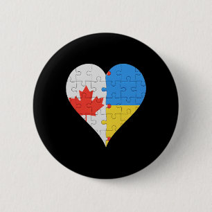Bóton Redondo 5.08cm Bandeira ucraniana canadense Coração Canadá Ucrâni