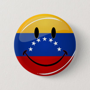 Bóton Redondo 5.08cm Bandeira venezuelana de sorriso redonda lustrosa
