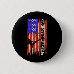 Bóton Redondo 5.08cm Bandeira Vintage dos EUA Lutadora de MMA Kickboxin