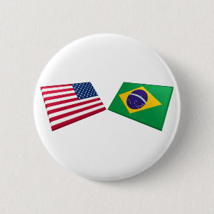 Bóton Redondo 5.08cm Bandeiras dos E.U. & do Brasil