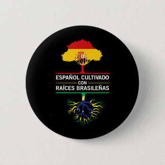 Bóton Redondo 5.08cm Bandeiras Espanha Brasil Presente Herança Fãs Expa
