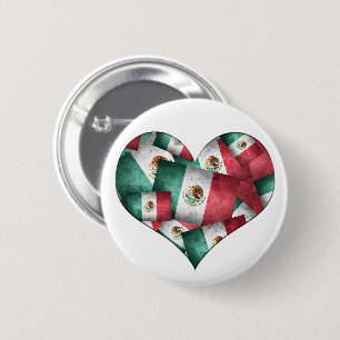 Bóton Redondo 5.08cm Bandeiras mexicanas - Forma do Coração