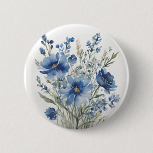 Bóton Redondo 5.08cm Bando de Flores de Aquarela Elegante