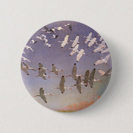 Bóton Redondo 5.08cm Bando de Ibis sobrevoando Zonas Úmidas, Aves Vinta