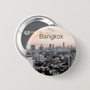 Bóton Redondo 5.08cm Bangkok Skyline Sunset Panorama BKK Tailândia