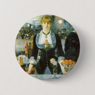 Bóton Redondo 5.08cm Bar no Folies Bergere por Manet, arte do vintage