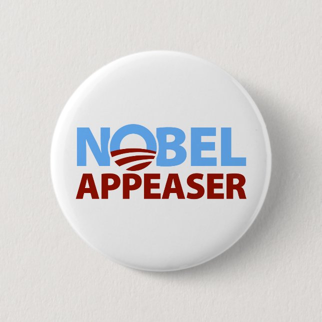 Bóton Redondo 5.08cm Barack Obama: Appeaser de Nobel (Frente)