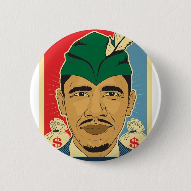 Bóton Redondo 5.08cm Barack Obama Hood Robin Hood Button Barrack Obama. (Frente)