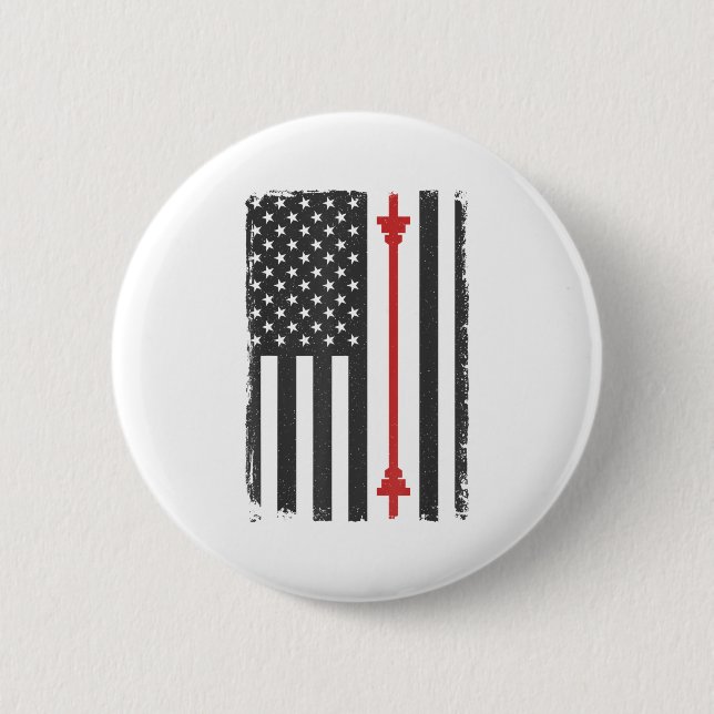 Bóton Redondo 5.08cm Barbell American Flag Gym Workout Tee Usa Motivati (Frente)