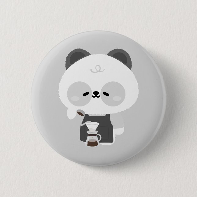 Bóton Redondo 5.08cm Barista Panda Fofo (Frente)