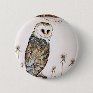 Bóton Redondo 5.08cm Barn Owl na caça
